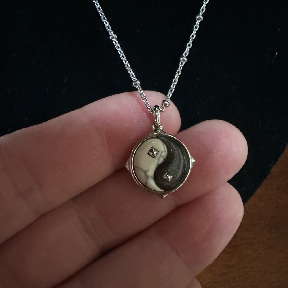 Kendra Scott Silver and Black Yin-Yang Necklace